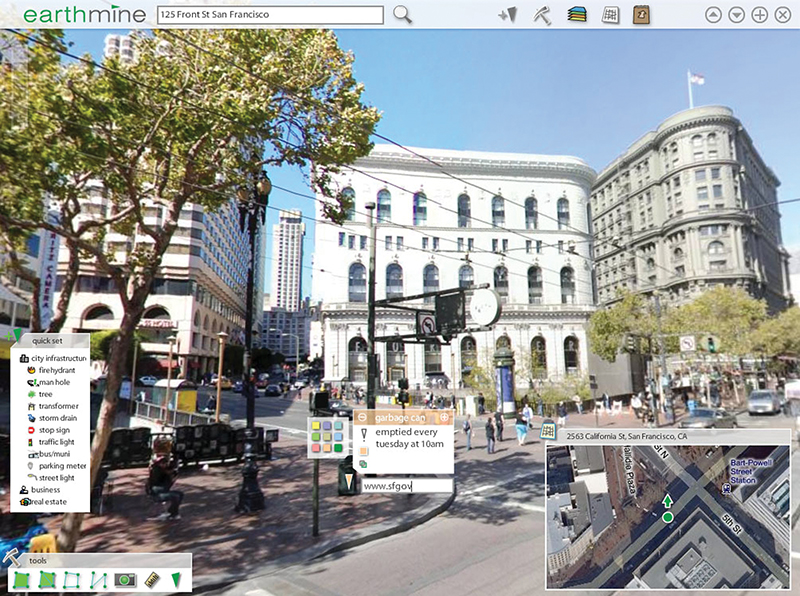 Screenshot of city street in earthmine software