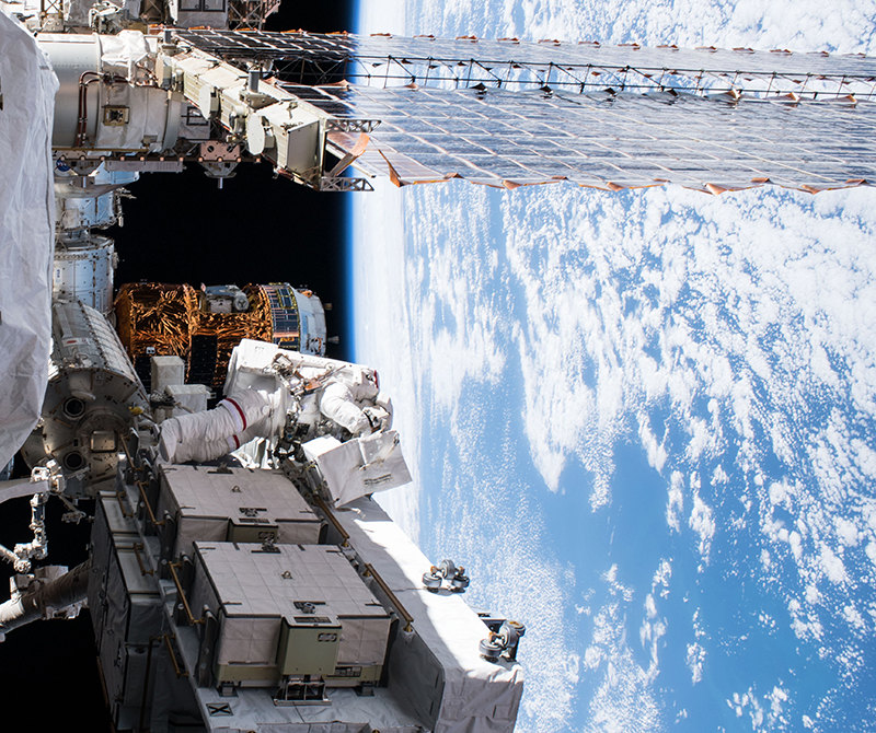 Astronaut on a space walk at the International Space Station