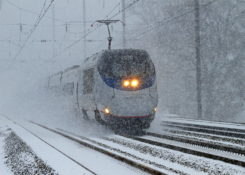 Train caught in a snowstorm