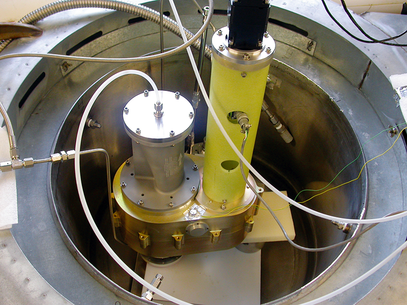 Close-up of valve during cryogenic testing