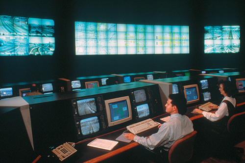 From a control center, workers monitor and manage the road system in San Antonio