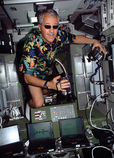 Astronaut wearing sunglasses aboard the International Space Station