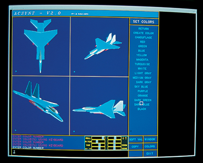 Computer screen with aircraft designer software running