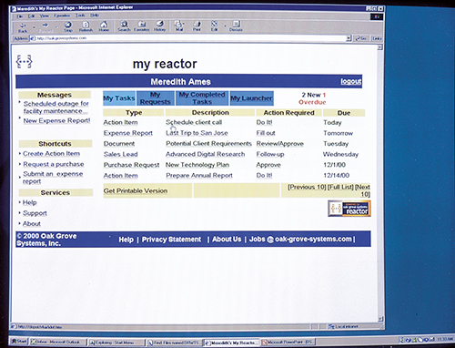 Screen shot of the time-managemnet software