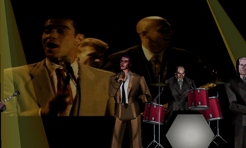 Live video and 3-D graphics of musicians performing
