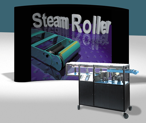 SteamRoller unit on wheels with a SteamRoller display in the background