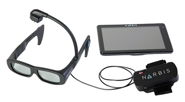 Narbis smart glasses, an amplifier on an armband, and a tablet