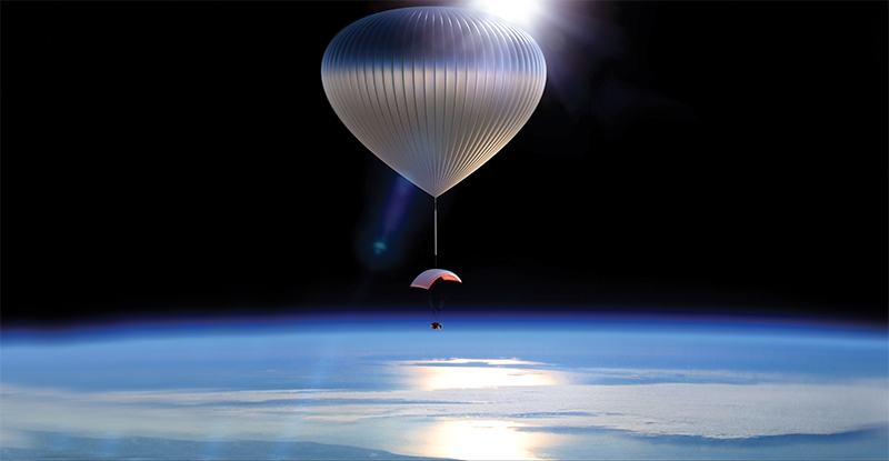 The module depicted ascending 100,000 feet above the ground