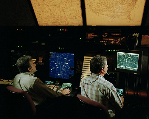 Air traffic controllers at work