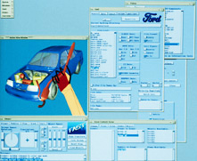 Screen shot of visualization software collecting data on an automobile