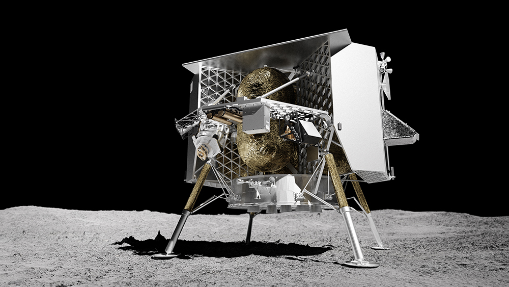 Artist's concept of the Peregrine lunar lander on the surface of the Moon