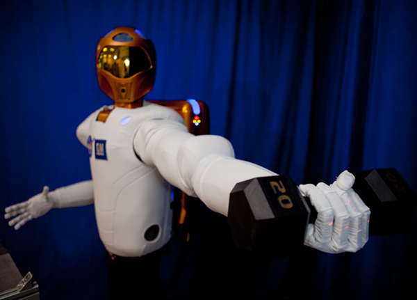 NASA’s Robonaut 2 lifting a barbell