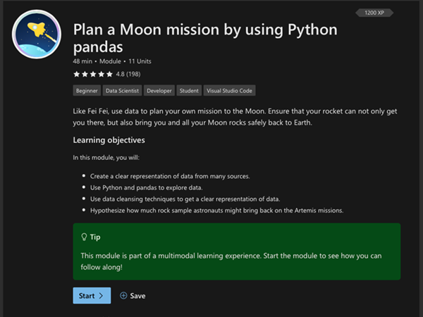 A screenshot of Microsoft Learn