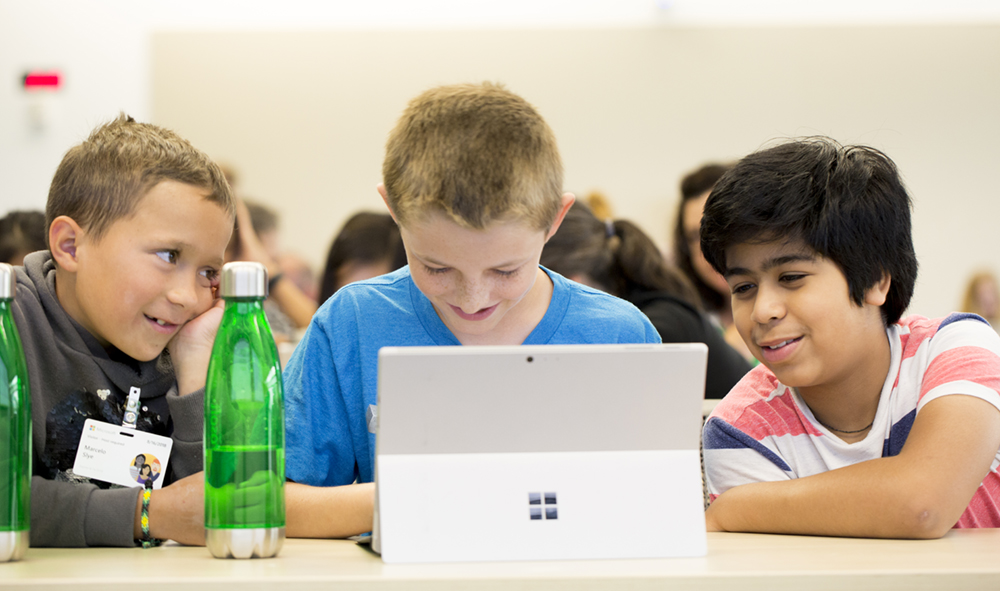 Children using a laptop