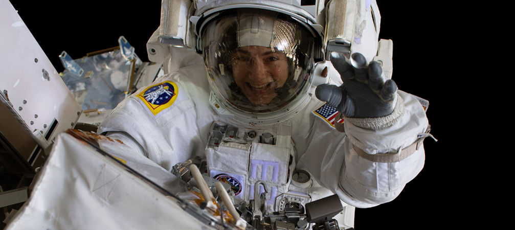NASA astronaut Jessica Meir on a spacewalk