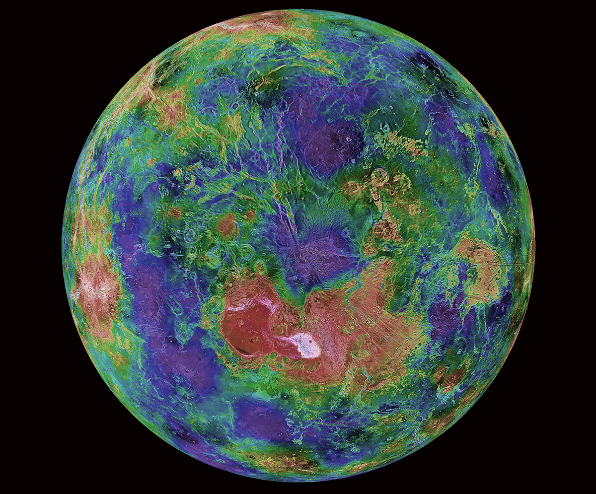 This composite view of Venus shows the surface of the planet