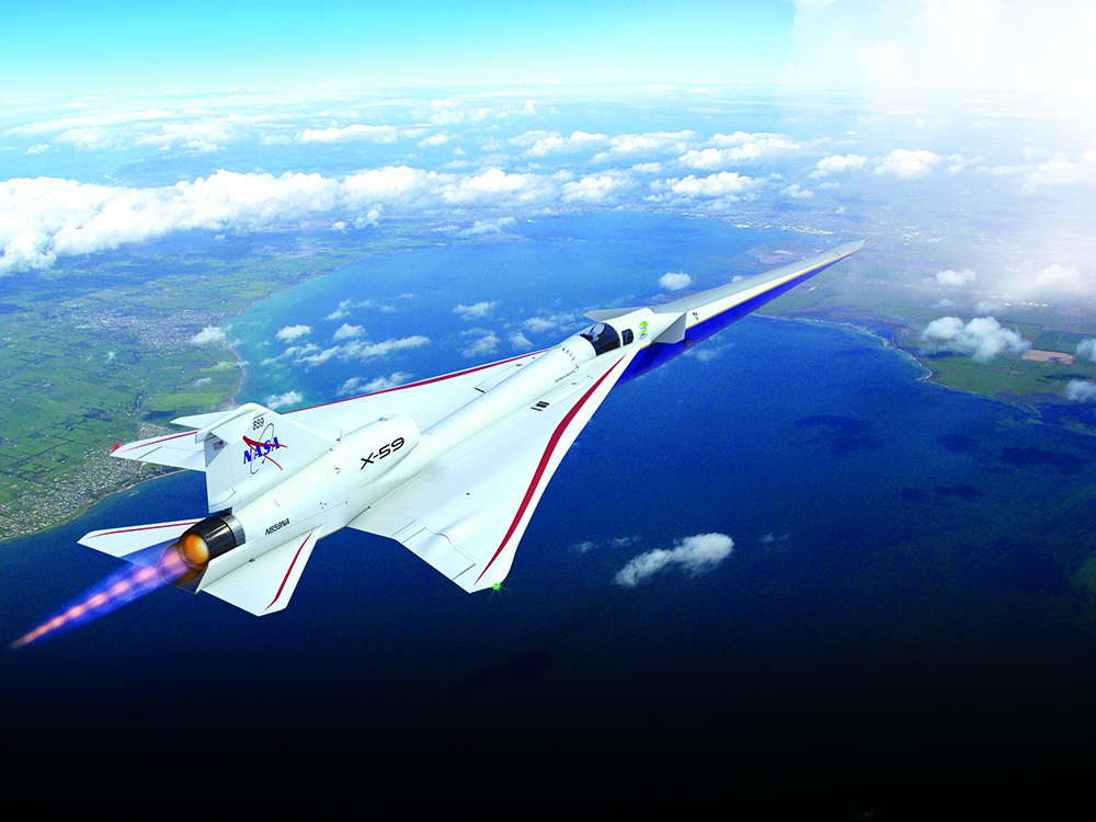Artist's rendering of NASA X-59 in flight