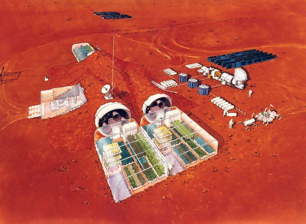 Artist's concept of farming on Mars