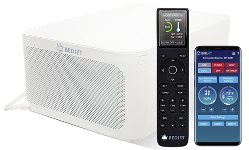 BedJet unit with remote and app available for smartphones