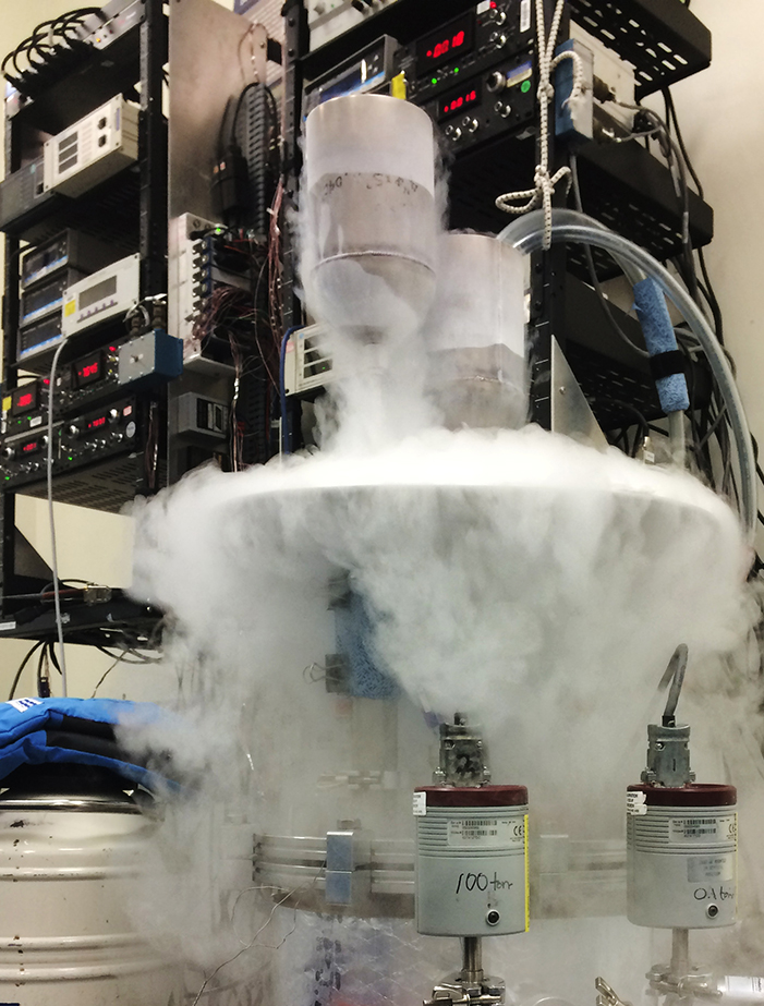 NASA’s Cryostat CS-500, pictured here as it cools down to cryogenic temperatures, at NASA’s Kennedy Space Center