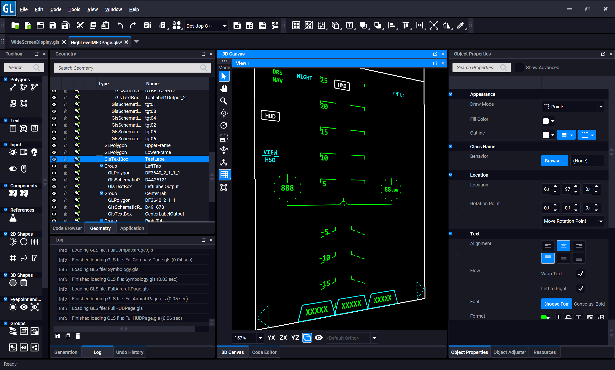 This screenshot of DiSTI’s GL Studio software shows how it can be used to create user interfaces for aircraft