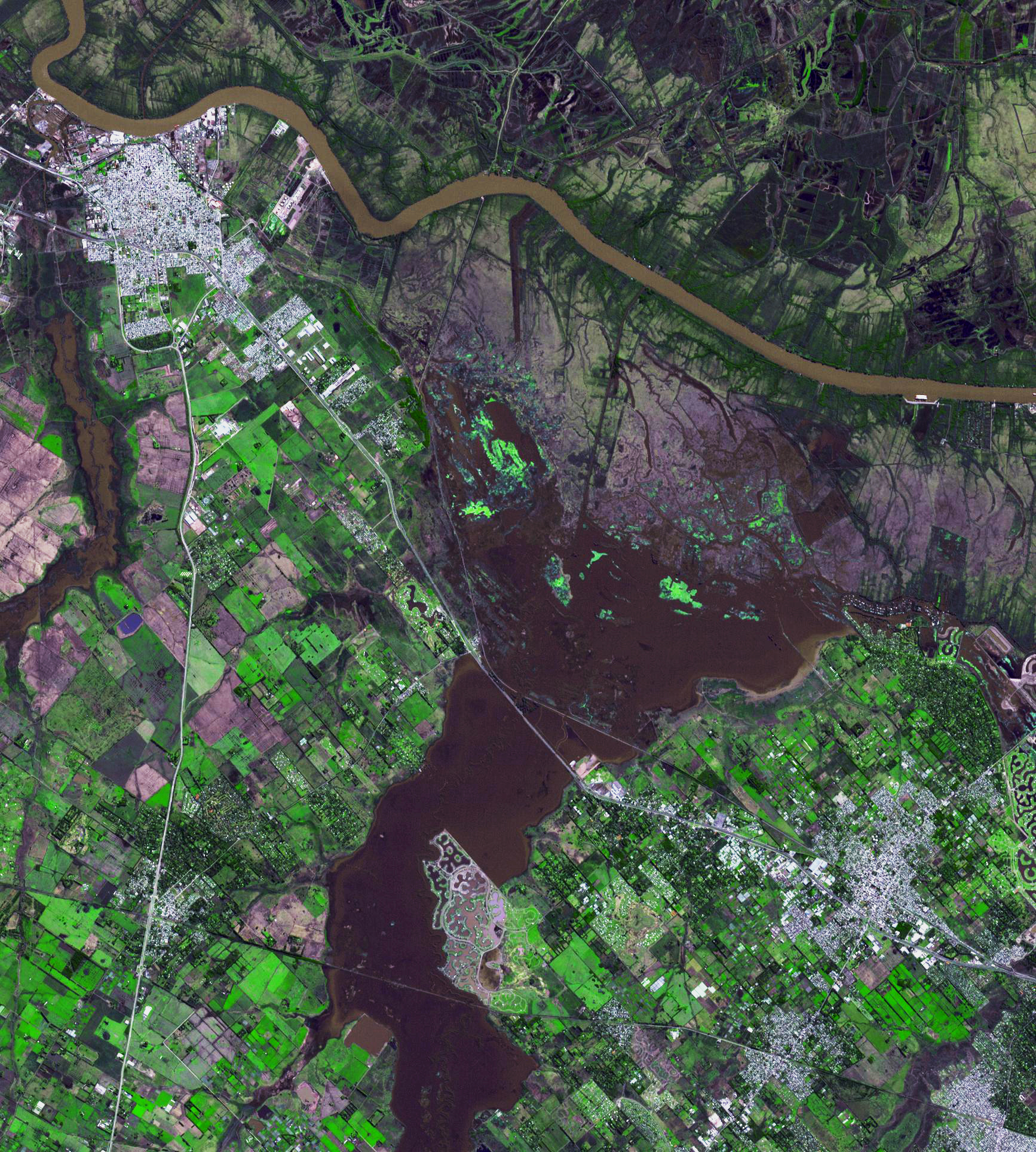 NASA’s Terra spacecraft captured this image northwest of Buenos Aires, Argentina, in 2015, after days of torrential rains