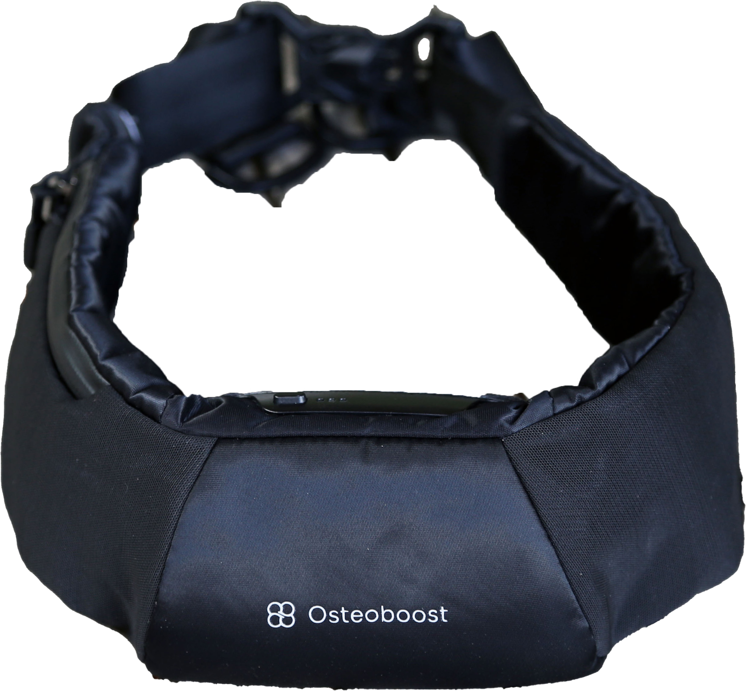 A belt labeled with the Osteoboost logo.