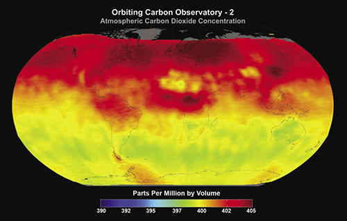 Map of carbon dioxide worldwide