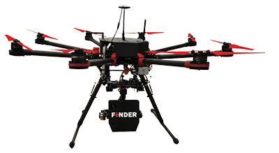 FINDER device mounted on an octocopter drone