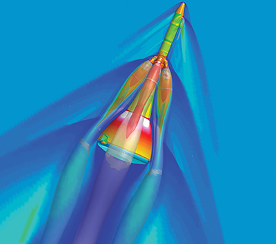 Depiction of airflow around the Orion Launch Abort Vehicle