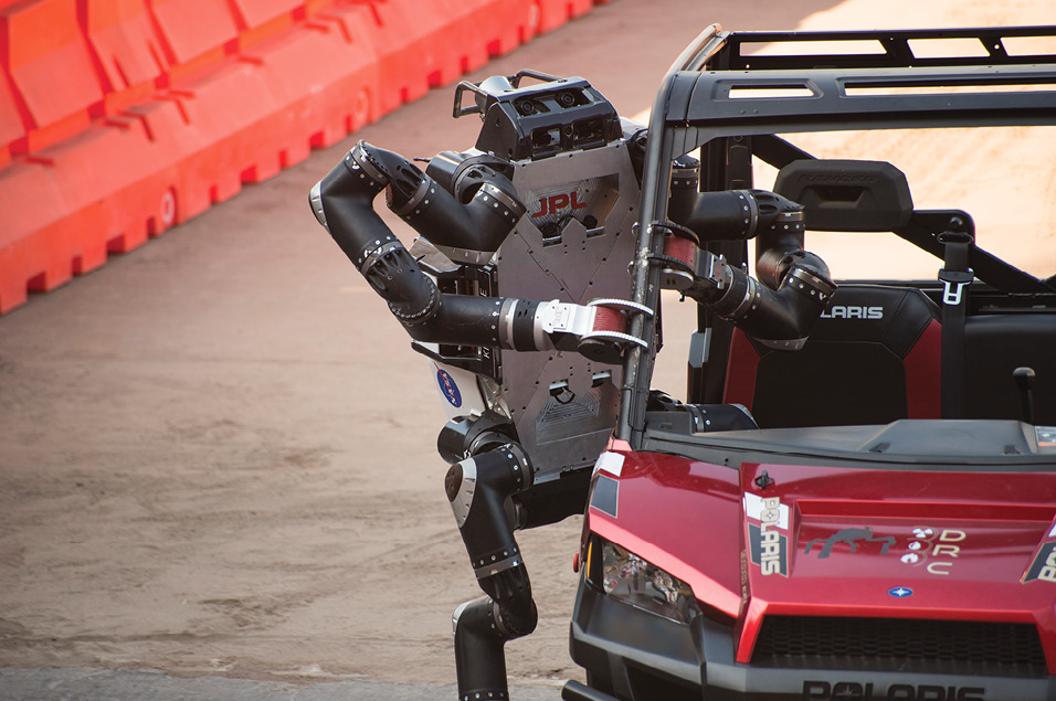 NASA’s RoboSimian robot gets out of a vehicle