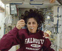U.S. astronaut Sunita Williams enjoys a cup of ice cream.