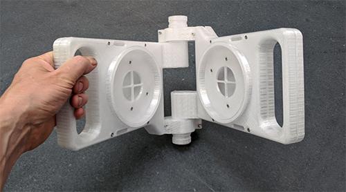 A 3D-printable ventilator that can be powered with both hands for use in the Orion capsule