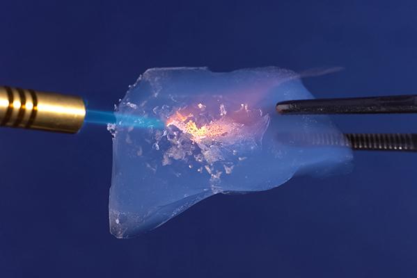 Aerogel with heat being applied