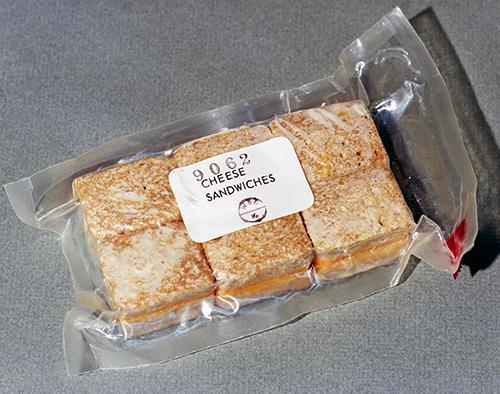 Astronaut packaged cheese sandwiches