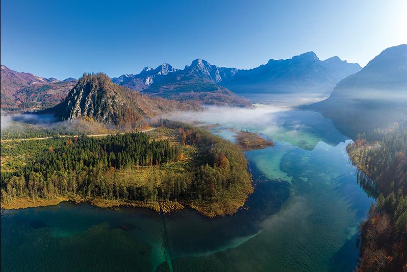 Mountains with a river running through them