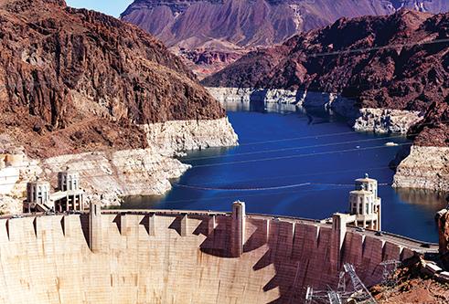 The water level of the Lake Mead reservoir behind Hoover Dam between Nevada and Arizona is chronically low due to years of drought and human demand for the water. As the human population continues to grow and fresh water sources shift or deplete, technology for cleaning and conserving water takes on greater importance. Credit: SerrNovik via Getty Images The Lake Mead reservoir behind Hoover Dam