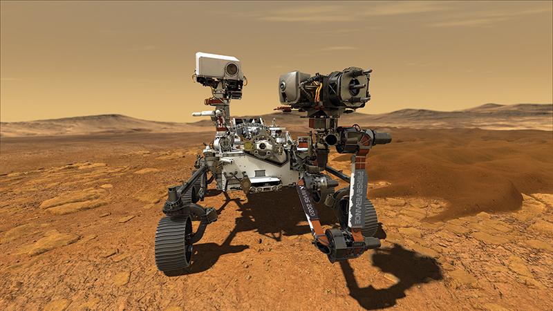 NASA’s Mars rover, Perseverance, depicted on Mars