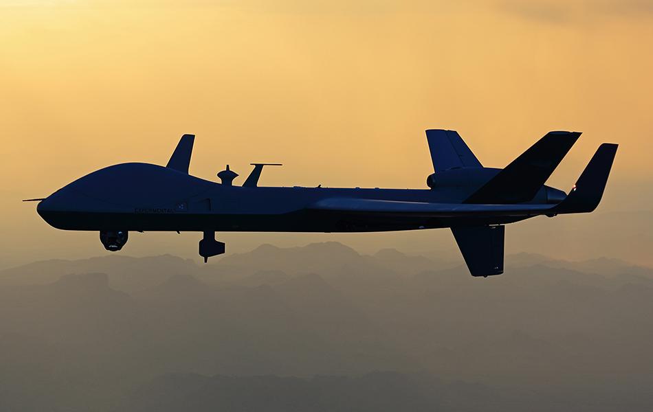 The MQ-9B SkyGuardian in flight