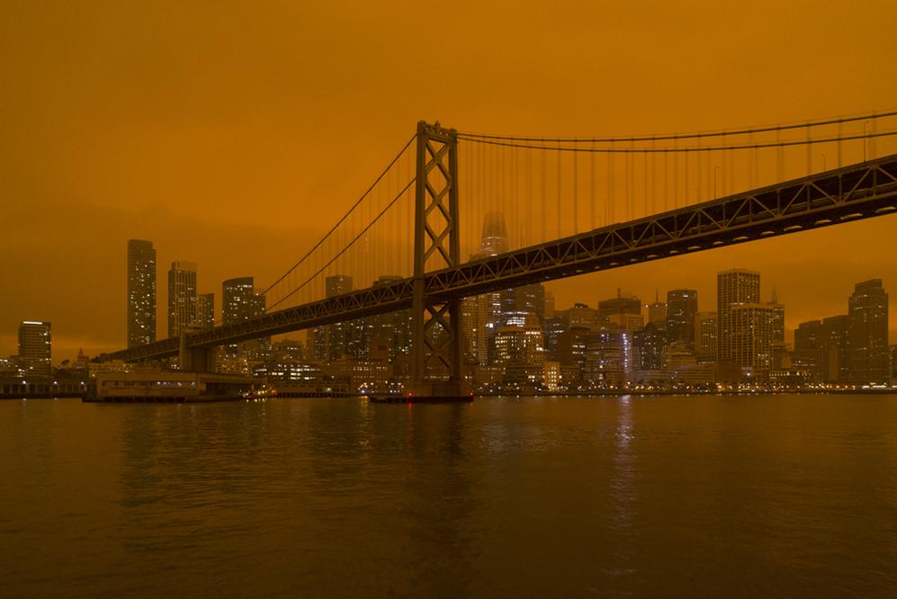Developing resources to cope with climate-related issues is an immediate need for businesses to operate as usual in extreme conditions such as increasing wildfires like the North Complex fire blanketing San Francisco with smoke. Credit: Christopher Michel, CC BY 2.0 Smoke from the North Complex fire blankets San Francisco