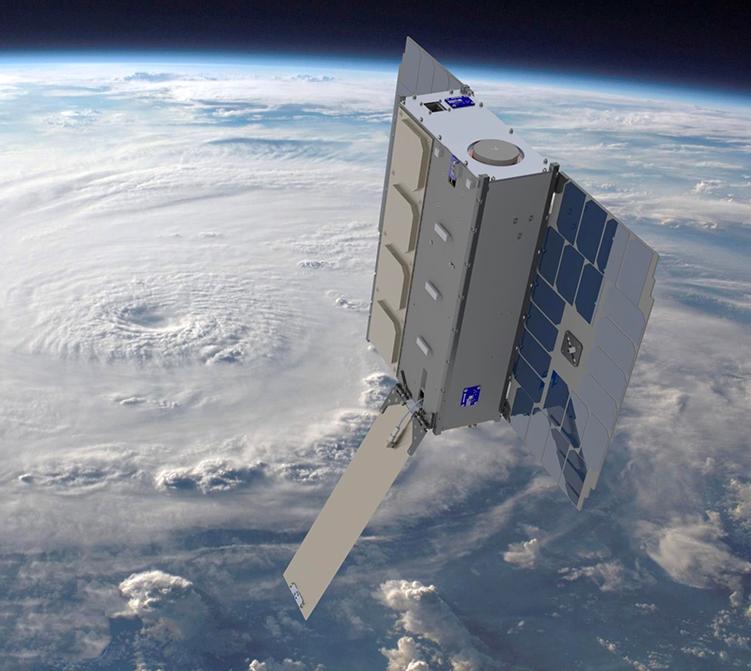 One of GeoOptics’ CICERO (Community Initiative for Cellular Earth Remote Observation) satellites is depicted in low-Earth orbit