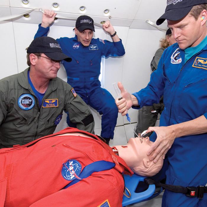 NASA scientists on the reduced-gravity aircraft