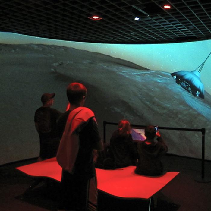 Dome theater showing Curiosity landing