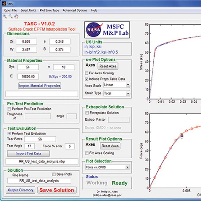 Screenshot of Tool for Analysis of Surface Cracks (TASC)