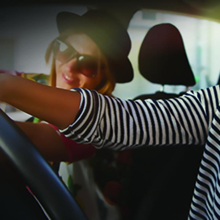 Two women in a car