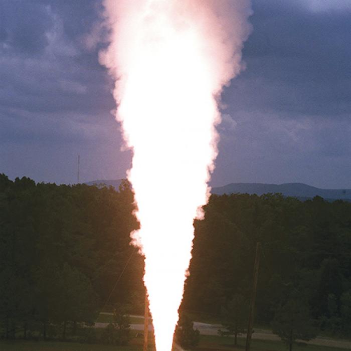 Flames from a rocket engine