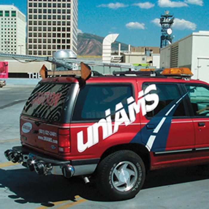 SUV for uniAMS, a commercial product of Samsung SDS America, used for measuring pavement conditions.