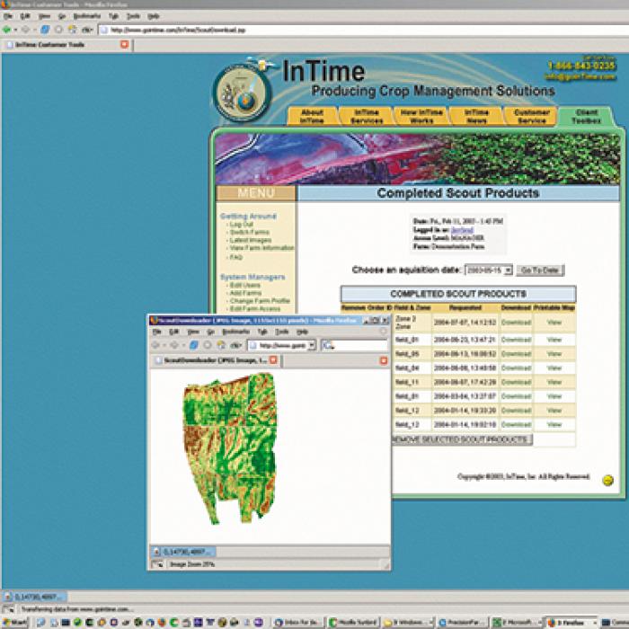 Crop management software screen shot