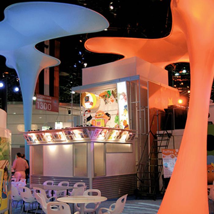 Colorful 3-D exhibit booth