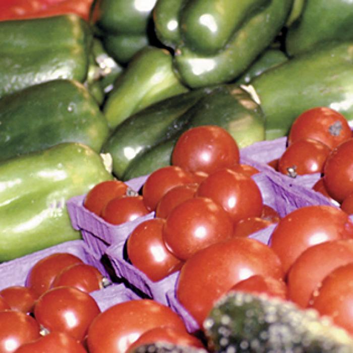 Green and red fresh vegetables
